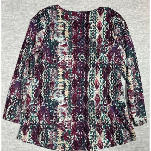 J Jill Women's 3/4 Sleeve Geometric Print‎ Women’s Shirt Size M Petite - Picture 4 of 5
